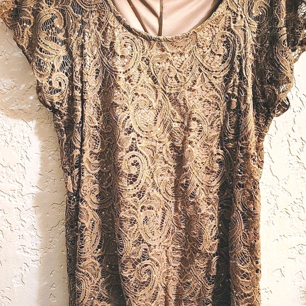 Britney Black Sequined, Short sleeve top- Size M